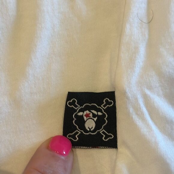 nununu Boys White Long Sleeve Top with Two Vertical Black Stripes - Size 4/5 - Picture 4 of 7